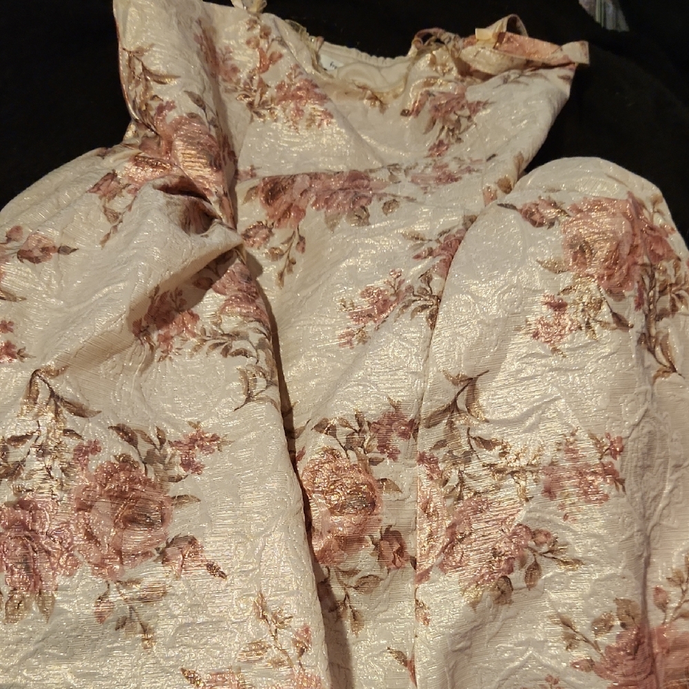 Francesca's Collections Floral Mini Formal Dress - Pink, Gold, and Cream